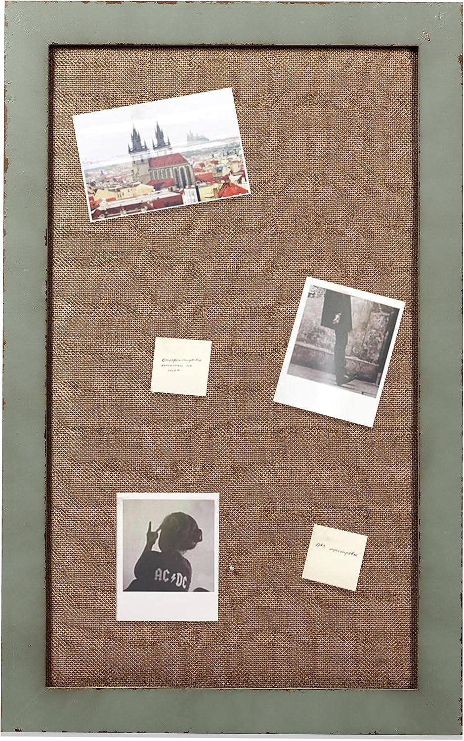 SOFE 18x29 Linen Bulletin Board, Rustic Wood Frame Decor