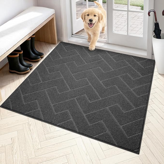 PURRUGS Dirt Trapping Door Mat 48" x 48", Non-Slip Machine Washable Entry Rug