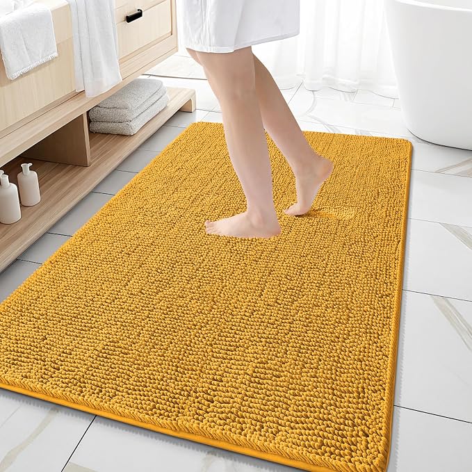 OLANLY Large Bathroom Rugs 59x35, Soft Absorbent Chenille Bath Rugs, Rubber
