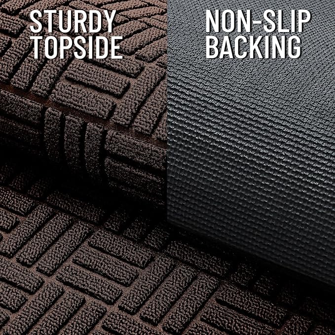 OLANLY Front Door Mat Outside Entrance 47x23, Heavy Duty Sturdy Natural Rubber