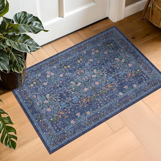 Navy Blue Washable 2x3 Entry Rug
