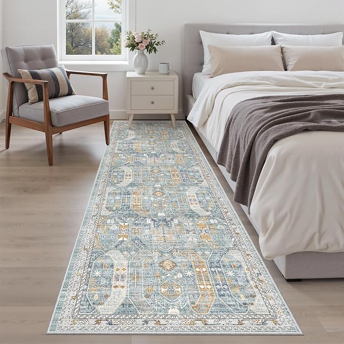 Madane Runner Rug 2'6''x8' Kitchen Runner, Hallway Runner Printed Vintage