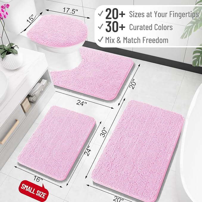 OLANLY Large Bathroom Rugs 47x32, Extra Soft Absorbent Chenille Bath Rugs