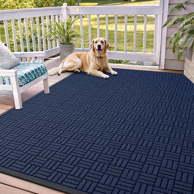 OLANLY Front Door Mat Outside Entrance 71x47, Heavy Duty Sturdy Natural Rubber