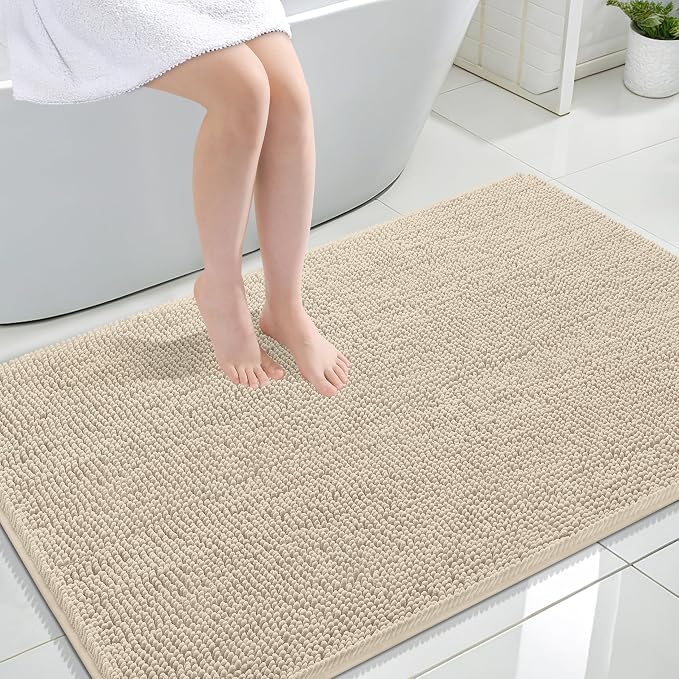 OLANLY Large Bathroom Rugs 47x32, Extra Soft Absorbent Chenille Bath Rugs