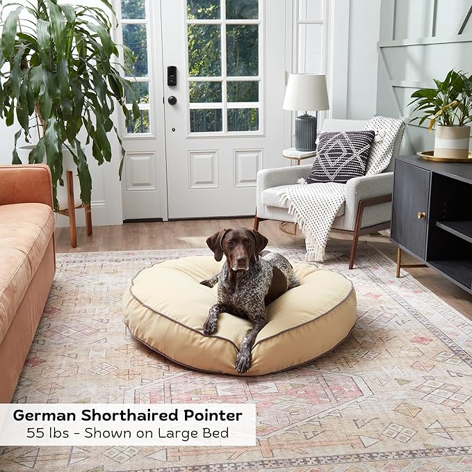 Happy Hounds Scout Round Reversible Pillow Dog Bed, Large (42" x 42"), Beige