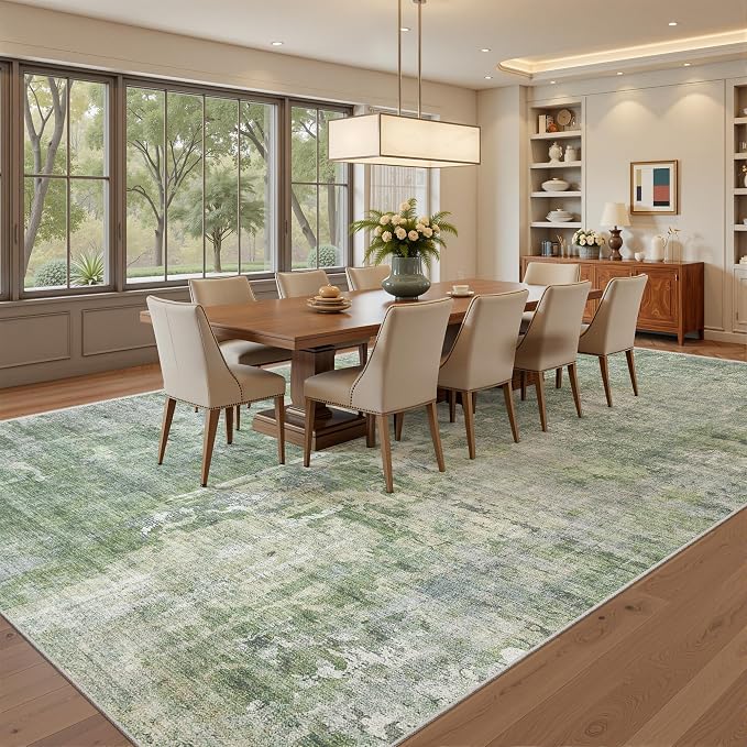 Soalmost 7x10 Area Rug for Living Room Washable Abstract Vintage Soft Thin