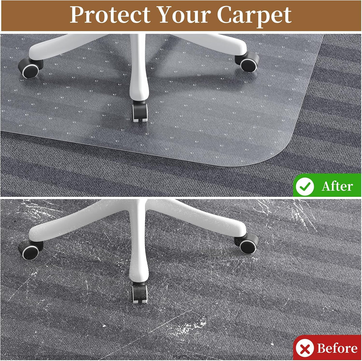 Office Chair Mat for Carpet, 36" X 48" - Ship Flat