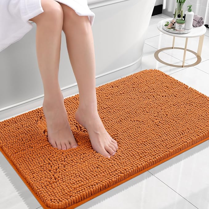 OLANLY Small Bathroom Rugs 24x16, Extra Soft Absorbent Chenille Bath Rugs