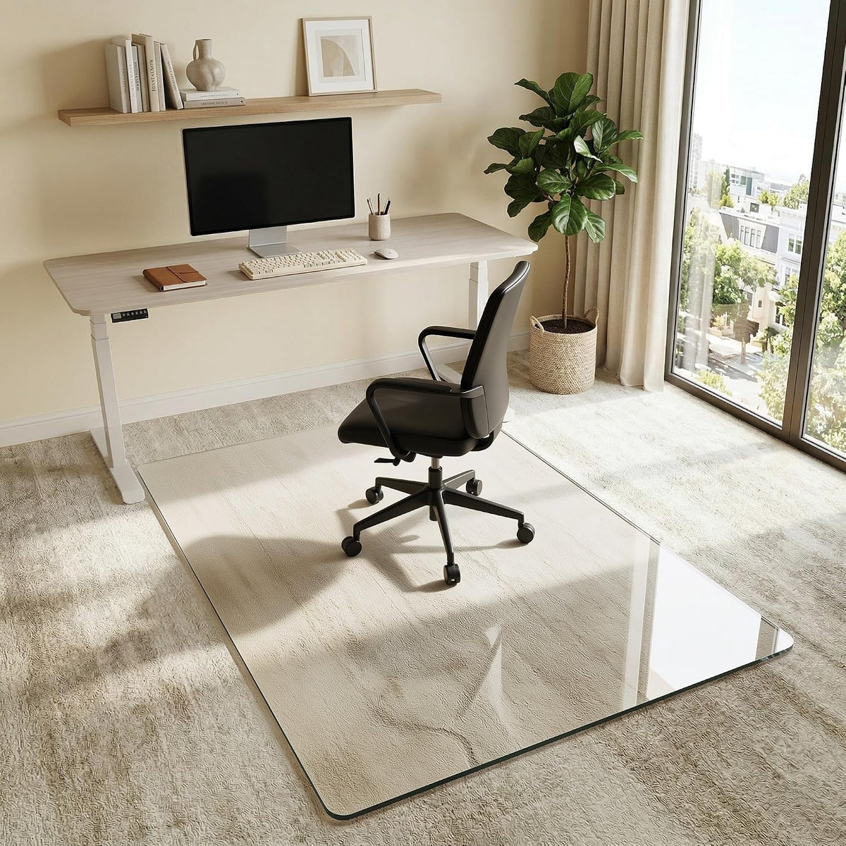 40" x 60" Glass Chair Mat for Carpet, 0.2" Thick Office Chair Mat
