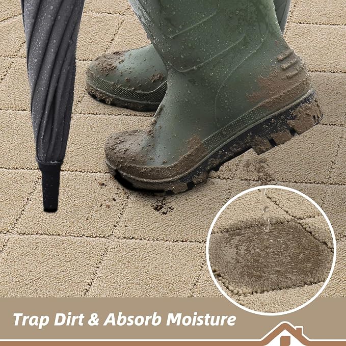 BEQHAUSE Dirt Trapper Door Mat 24" x 36", Doormat Non-Slip Entryway Rugs