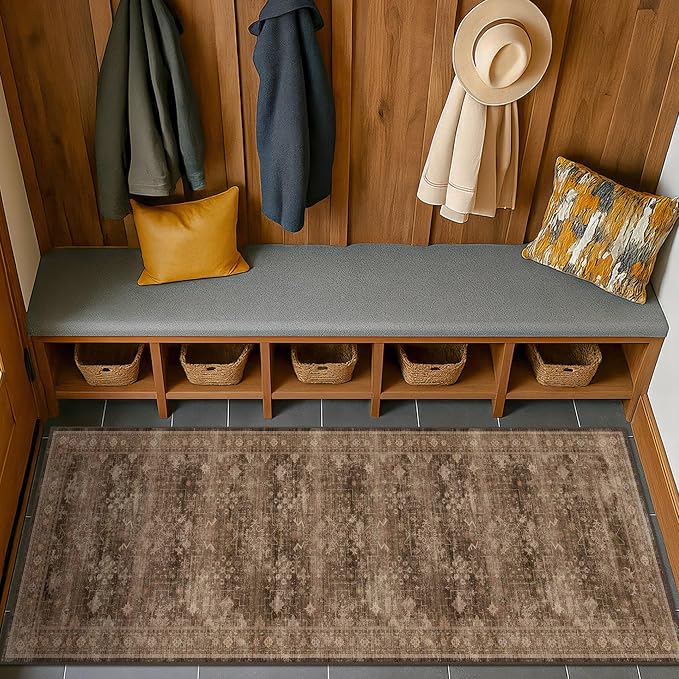 Brown 2x5 Entryway Runner Rugs, Small Runners