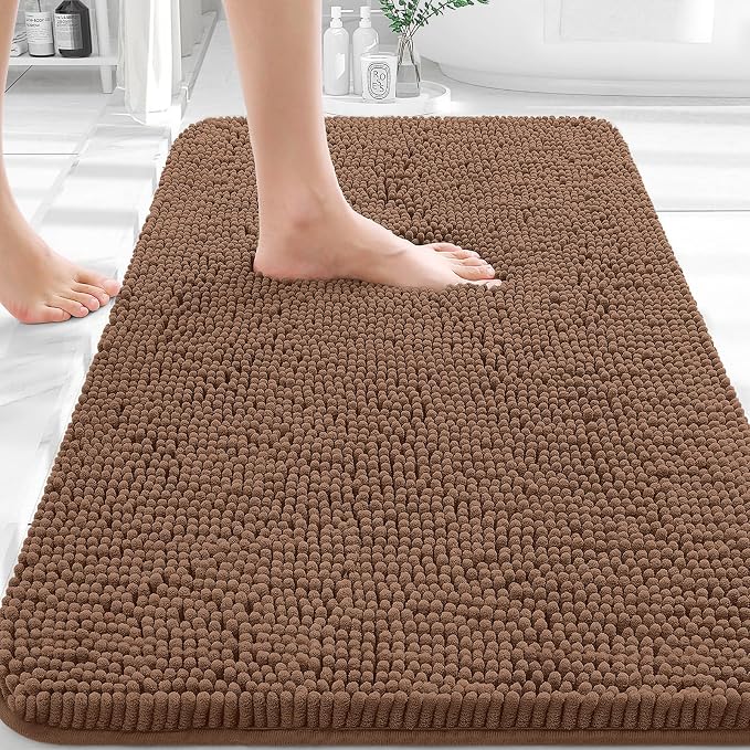 OLANLY Bathroom Rugs 30x20, Extra Soft Absorbent Chenille Bath Rugs, Rubber