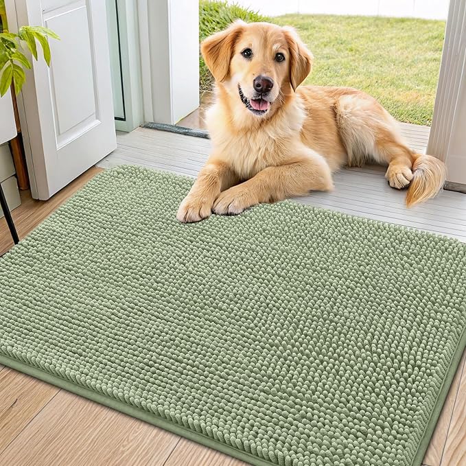 Smiry Dog Door Mat for Muddy Paws 36x24, Absorbent Dirt Trapper, Non-Slip