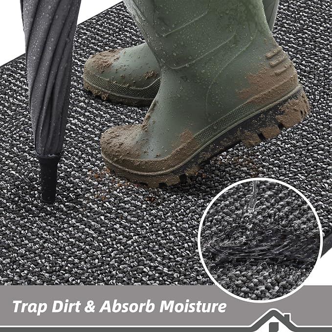 BEQHAUSE Dirt Trapper Door Mat 24" x 36", Non-Slip Washable Doormats Entrance