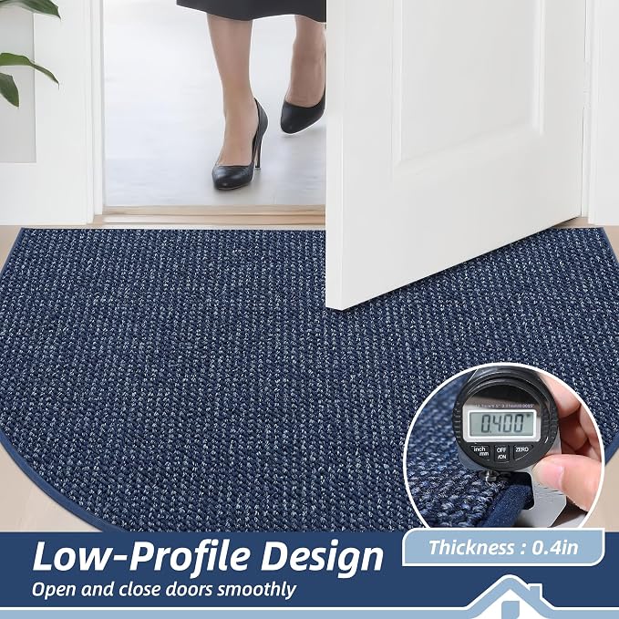 BEQHAUSE Dirt Trapper Door Mat 24" x 36" Half Circle Non-Slip Washable Doormats