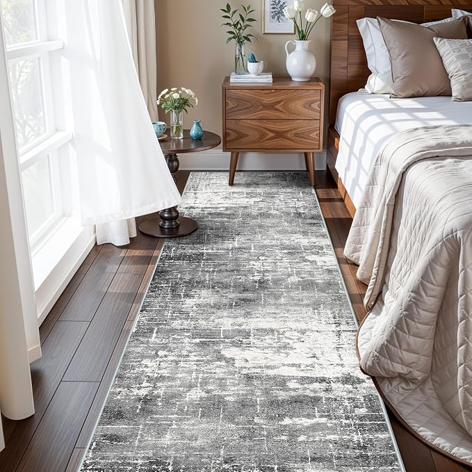 Washable 2X10 Kitchen Area Rug: Entryway Abstract Rug Runner Soft Bedroom