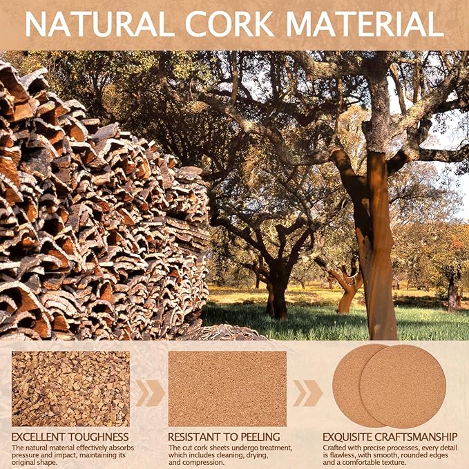 100 PCS Cork Coasters for Laser Engraving, Thick Absorbent Blank Coasters | 4
