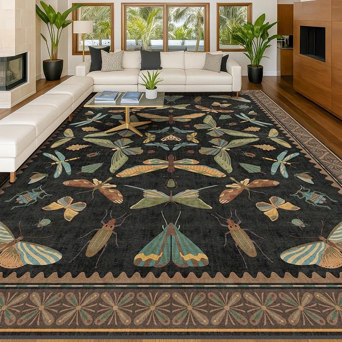 Hazo Haus Large Black Rug for Living Room