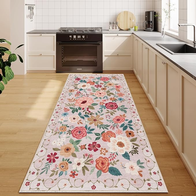 DUKINO 3x8 Runner Rug, Washable Rug