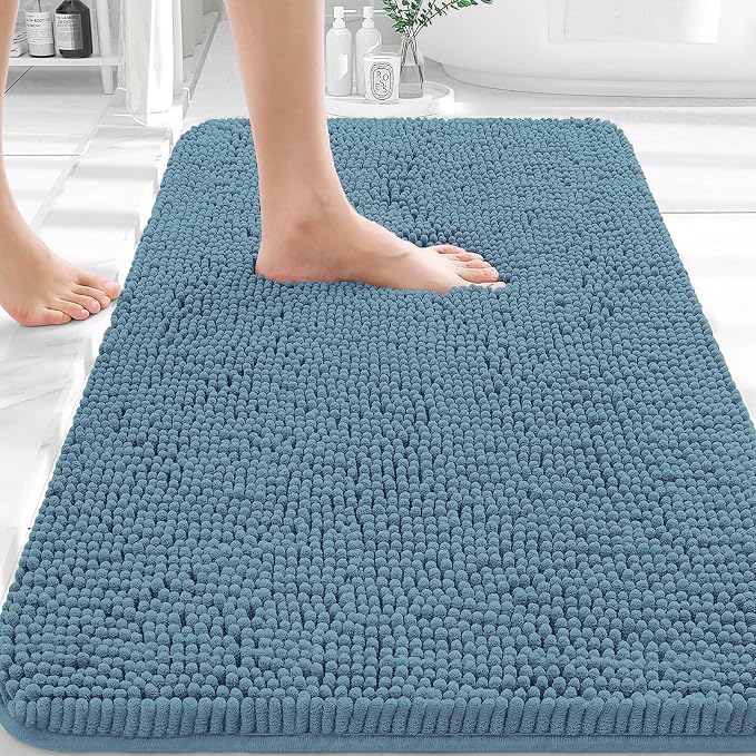 OLANLY Bathroom Rugs 30x20, Extra Soft Absorbent Chenille Bath Rugs, Rubber