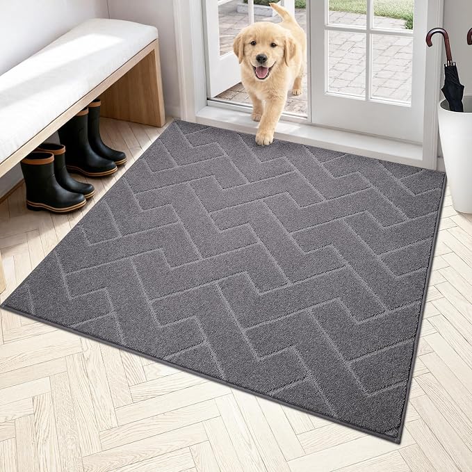 PURRUGS Dirt Trapping Door Mat 48" x 48", Non-Slip Machine Washable Entry Rug