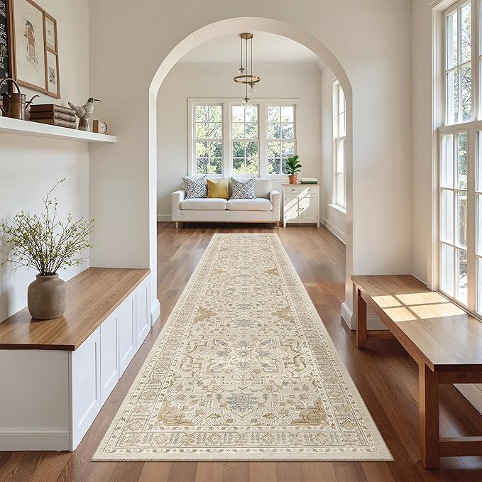 Madane Hallway Runner Rug 2'6''x12', Non Slip Vintage 12ft Runners