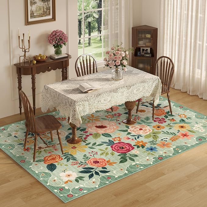 DUKINO 4x6 Area Rug, Floral Rugs