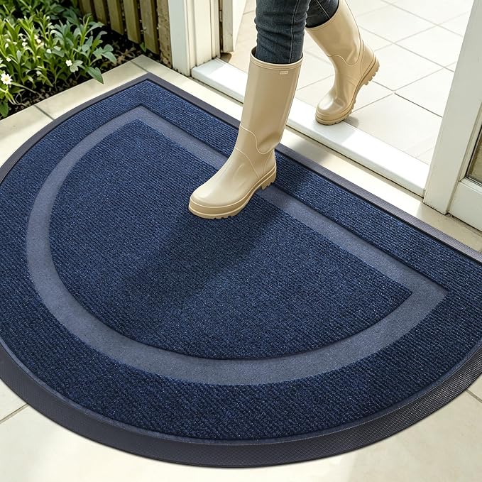 OLANLY Half Circle Door Mat Indoor Outdoor Entrance Welcome, Waterproof