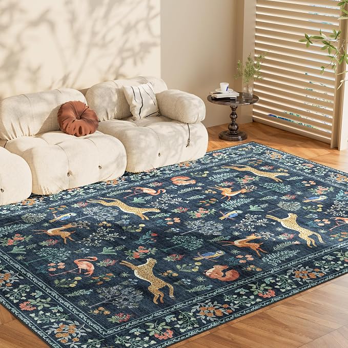 DUKINO 9x12 Rug, Washable Animal Living Room Rug