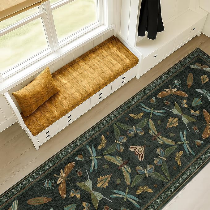Dark Green 2'6"x12' Long Runner Rugs