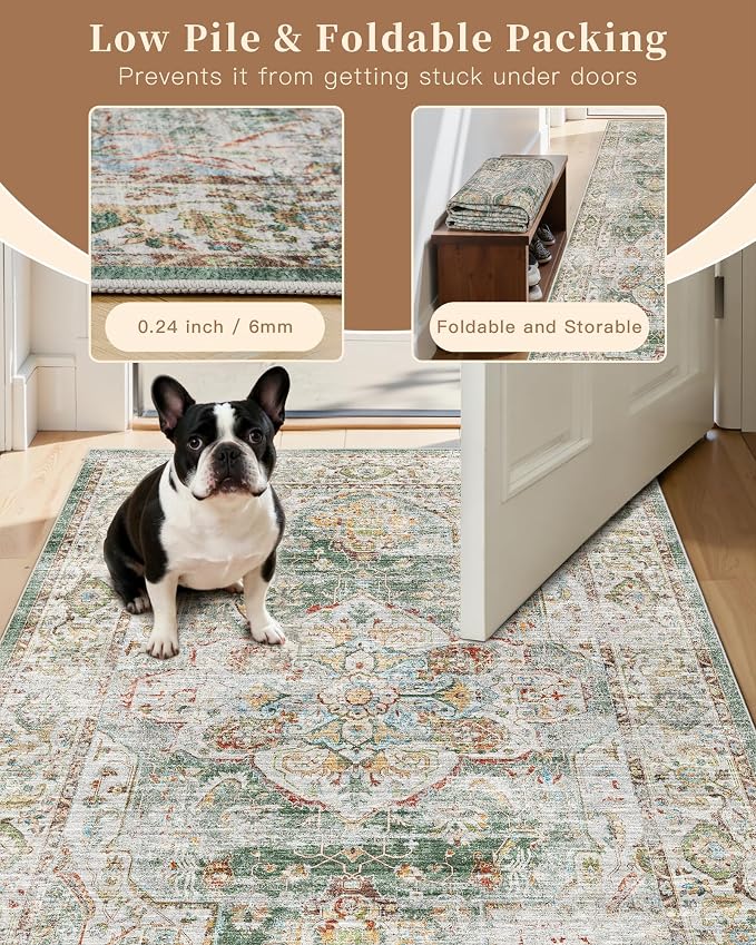 Madane Runner Rug 2'6''x8' Kitchen Runner, Hallway Runner Printed Vintage