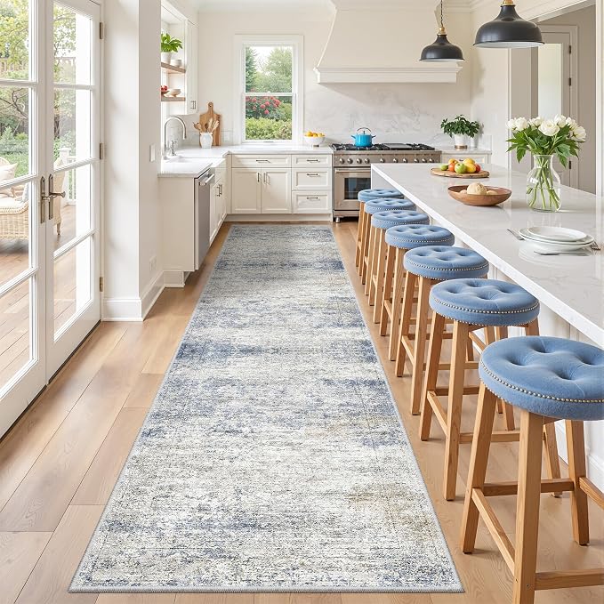 3x12 Runner Rug for Hallway, Non-Slip Long Bathroom Rugs Runner for Kitchen