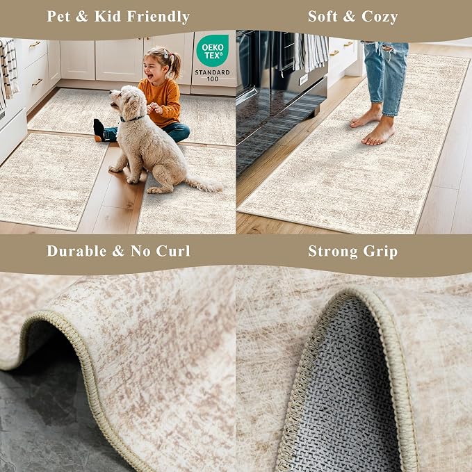 2x8 Runner Rug Washable Hallway: Non Slip Kitchen Runners