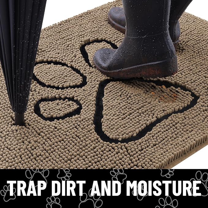 Smiry Dog Door Mat for Muddy Paws, Absorbent Dirt Trapper Non Slip Quick Dry