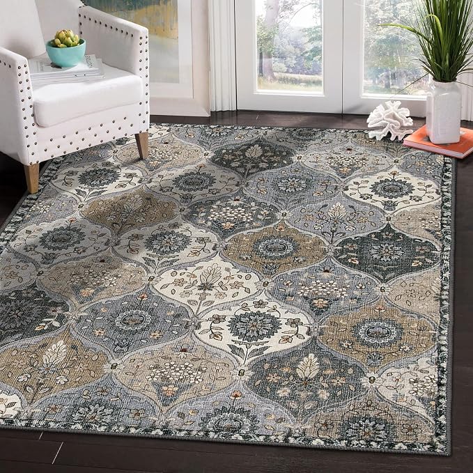 Lahome Moroccan Machine Washable Area Rugs, 4x6 Rug