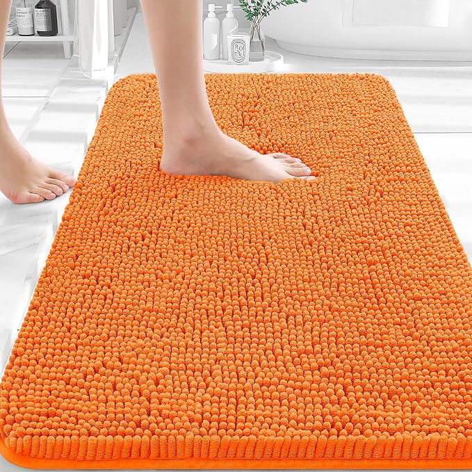 OLANLY Bathroom Rugs 30x20, Extra Soft Absorbent Chenille Bath Rugs, Rubber