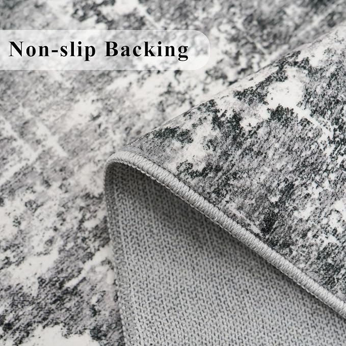 Abstract 2x4 Entryway Area Rugs: Washable Water Resistant Kitchen Rug Non-Slip
