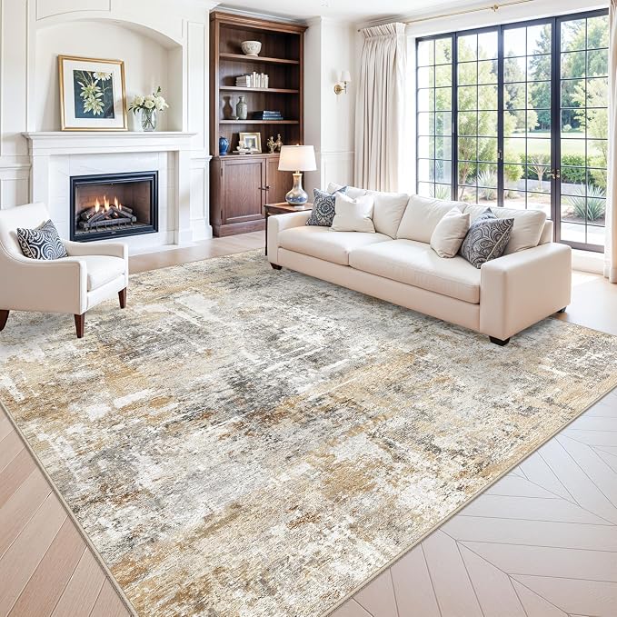 12x12ft Square Living Room Rug – Non-Slip Washable Extra Large Floor Carpet