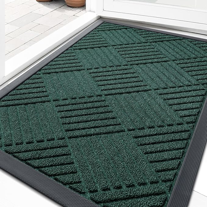OLANLY Front Door Mat Outside Entrance 33x21, Heavy Duty Sturdy Natural Rubber
