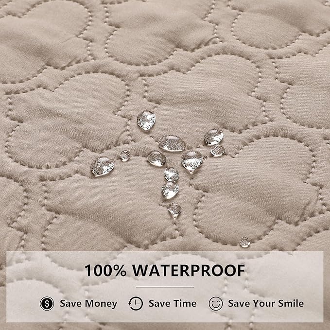 Waterproof Couch Cover for Dogs Washable, Reversible Dog Bed Blanket Pet Sofa Furniture Protector(52x82 Inch, Cream+Khaki)