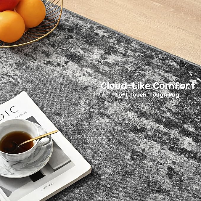 2.6x12 Black Rug Runners for Hallways Kitchen Runner Rug Non Slip Washable