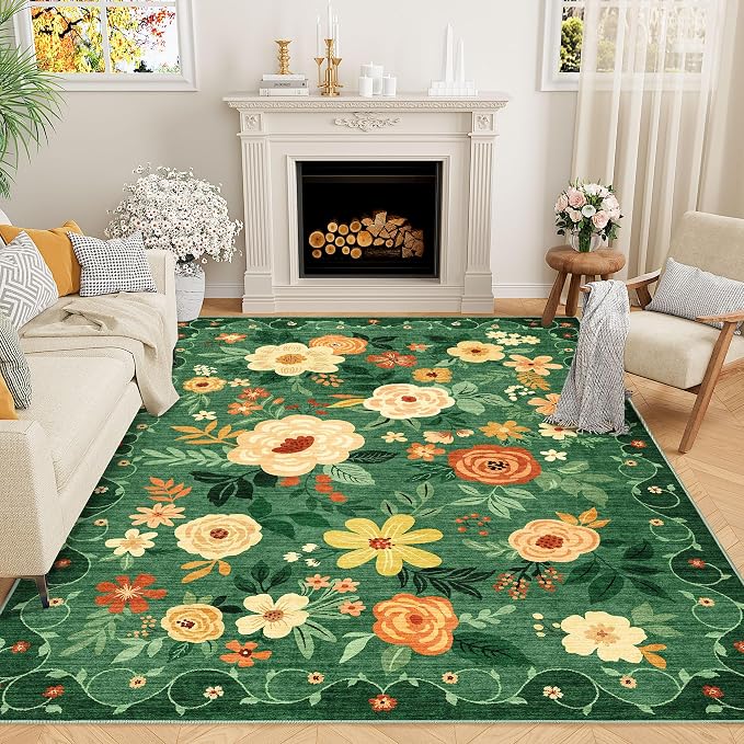 DUKINO 8x10 Area Rug, Floral Rugs