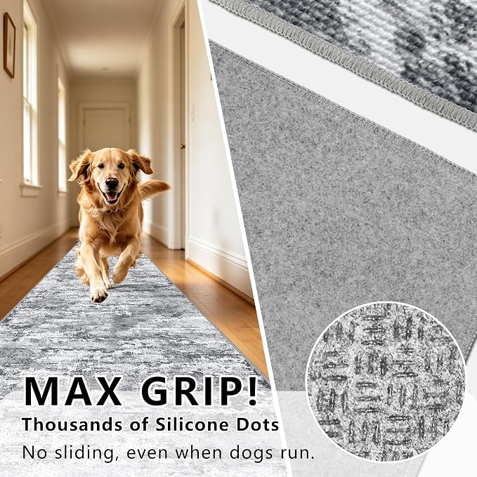 Runners for Hallways Ultra Non-Slip 2x10 Long Runner Rugs Washable Abstract