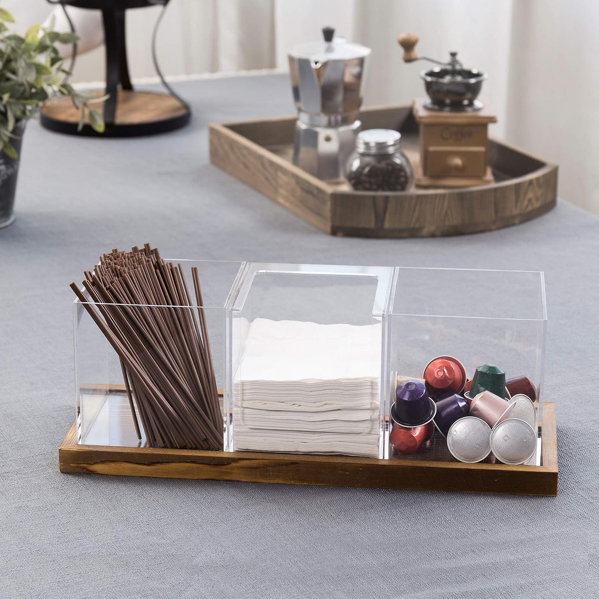 MyGift Coffee & Tea Station Organizer with Acrylic Compartments, 4 Piece