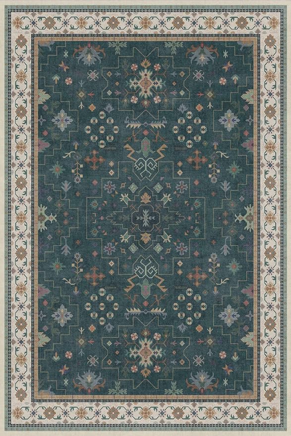 Hazo Haus Vintage Dark Green 6x9 Dining Room Rugs