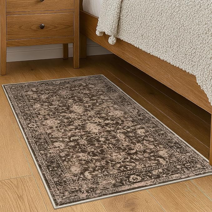 KILOCOCO Small Area Rug 2x3 Entryway Rugs Washable Rug Printed Vintage Floral