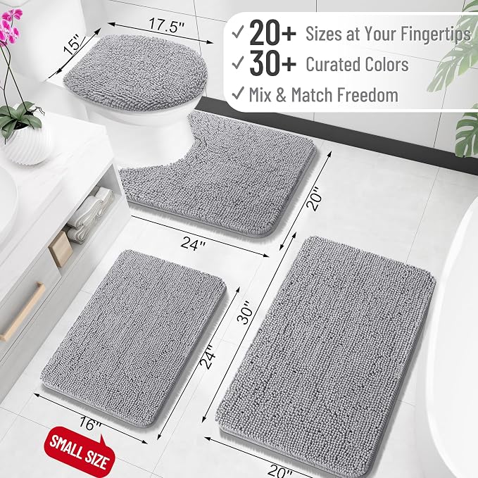 OLANLY Bathroom Runner Rugs 59x20, Extra Soft Absorbent Chenille Bath Rugs