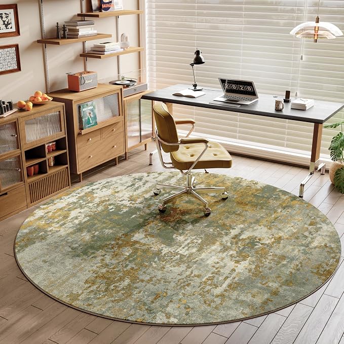 Green Round Area Rugs 4ft Washable Circle Rug