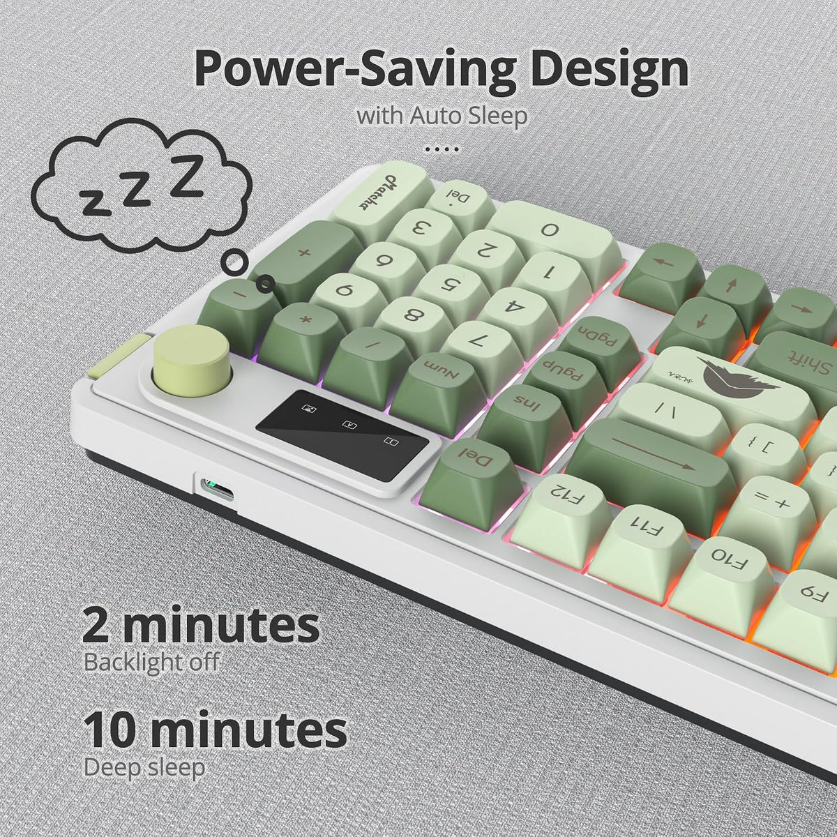 Owpkeenthy 96% Wireless Matcha Green Keyboard with Number Pad Knob